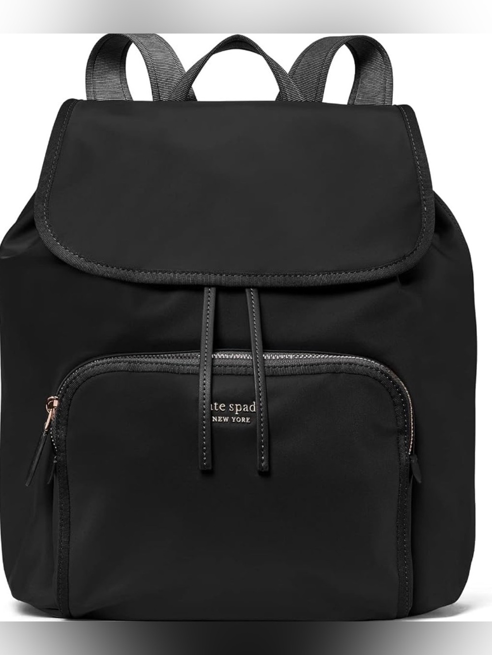 kate spade Black Nylon Drawstring Backpack with Front Pocket
